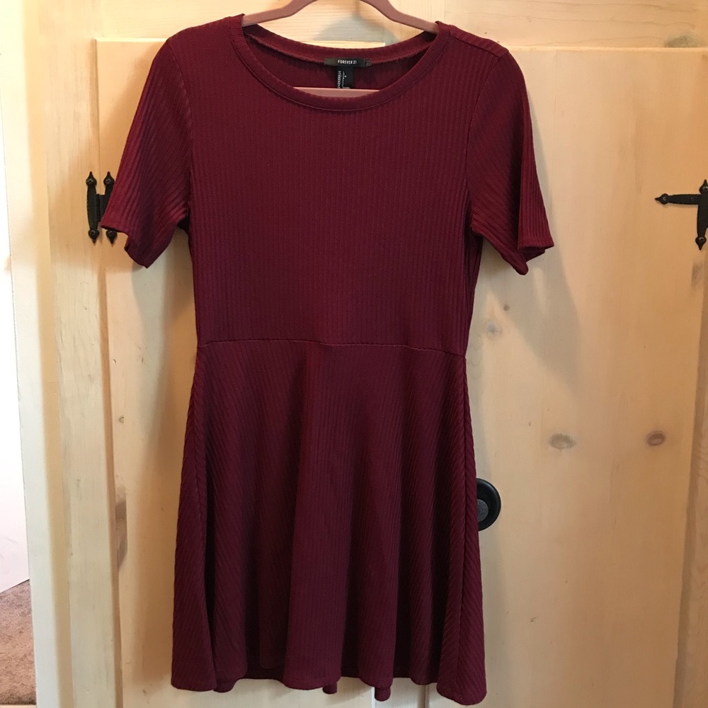Burgundy Skater Style Dress